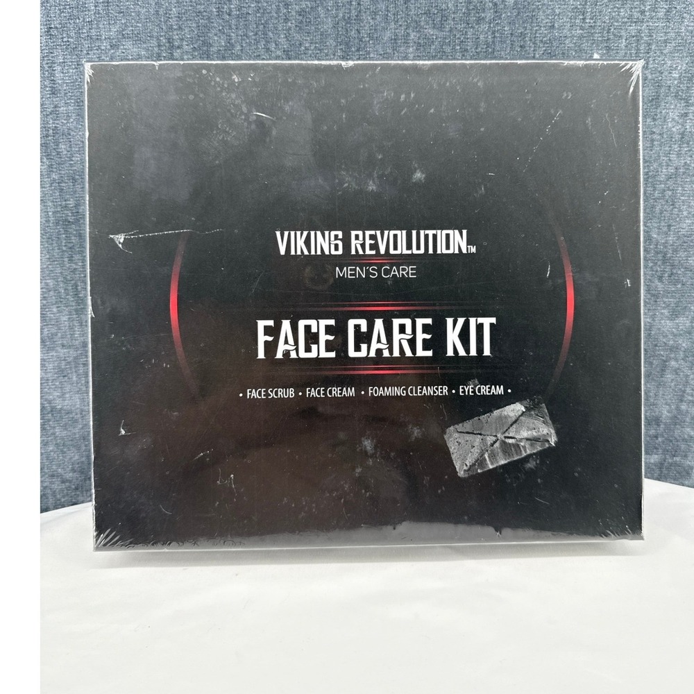 Viking Revolution Men's Face Care Kit Sealed Grooming Gift Set Face Scrub Cream